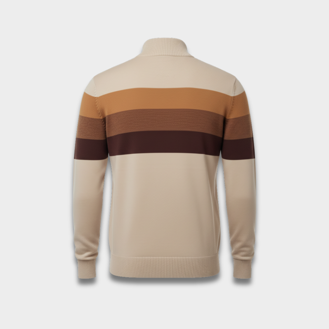 Sweter męski w paski zapinany na zamek z dzianiny