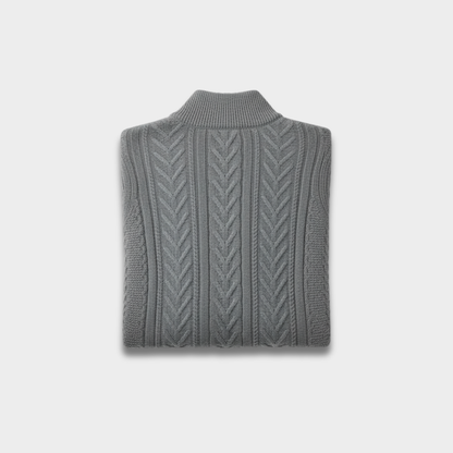 Męski Sweter Dziany z Półzamkiem i Żebrowanym Wzorem ModaBoutique