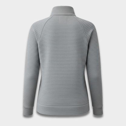 Damski prążkowany sweter typu quarter-zip ModaBoutique