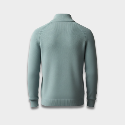 Męski sweter półgolf zapinany na zamek z miękkiej dzianiny