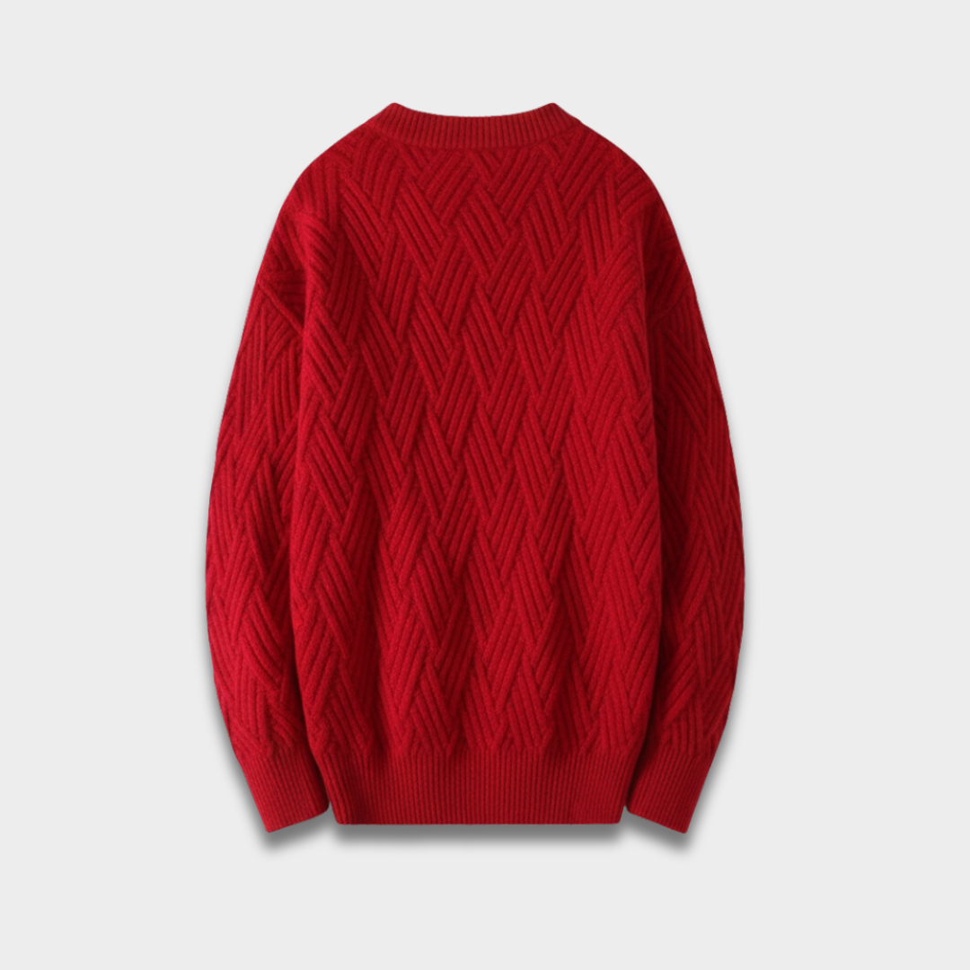 Sweter unisex z dzianiny o teksturowanym wzorze i ściągaczowymi wykończeniami ModaBoutique