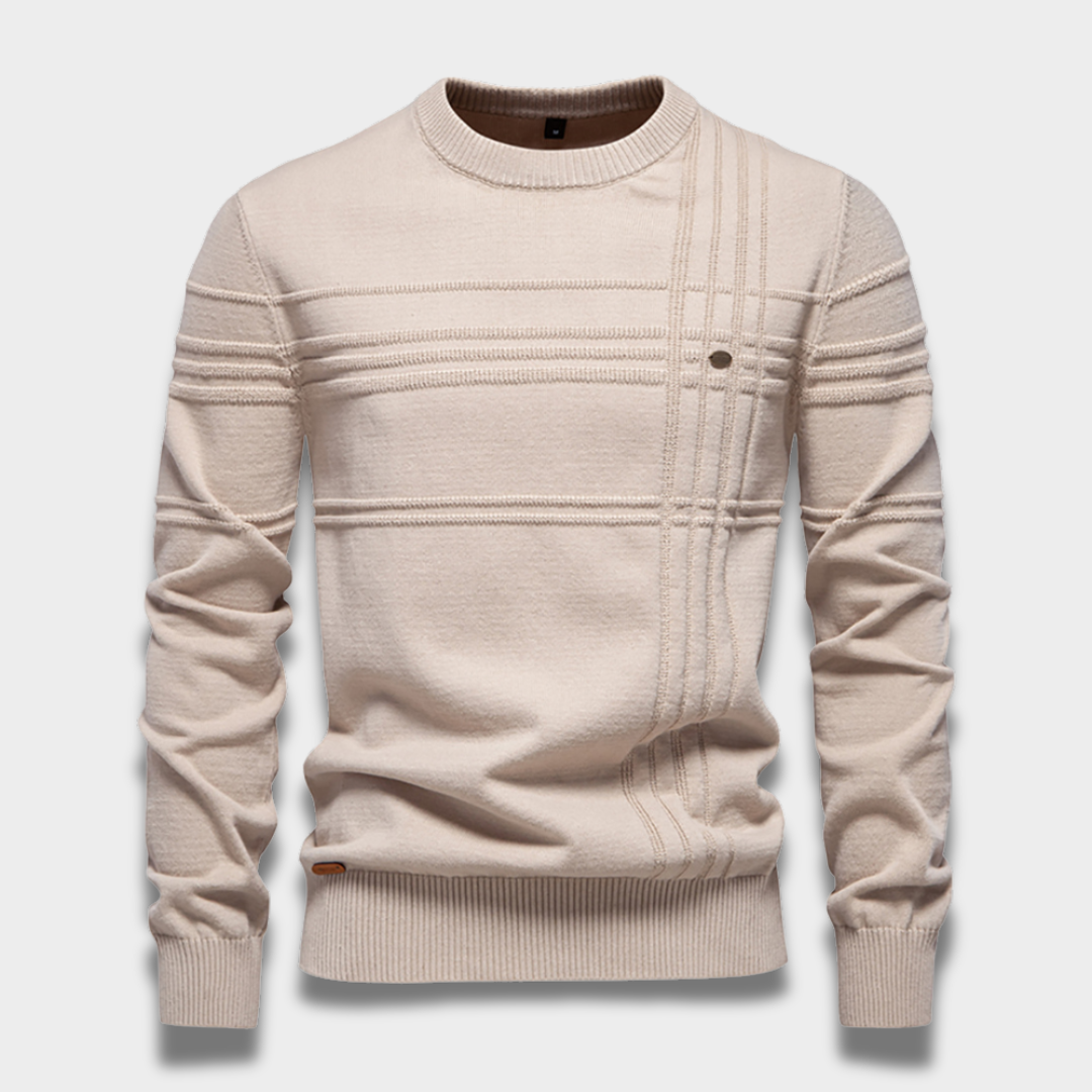 Męski sweter z miękkiej dzianiny z okrągłym dekoltem