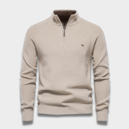 Męski sweter półgolf zapinany na zamek z miękkiej dzianiny