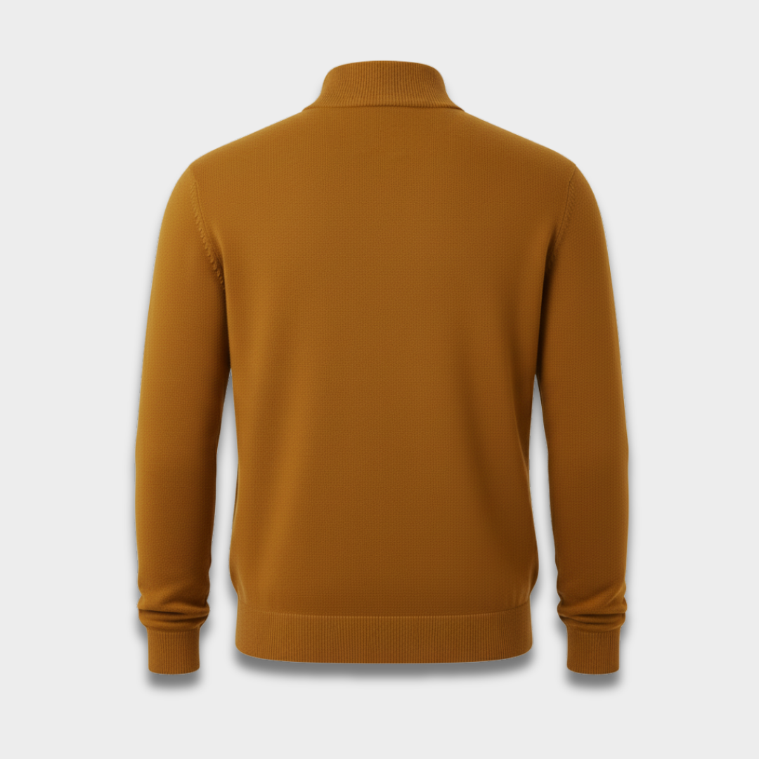 Sweter męski z krótkim zamkiem z prążkowanej dzianiny Modaboutique