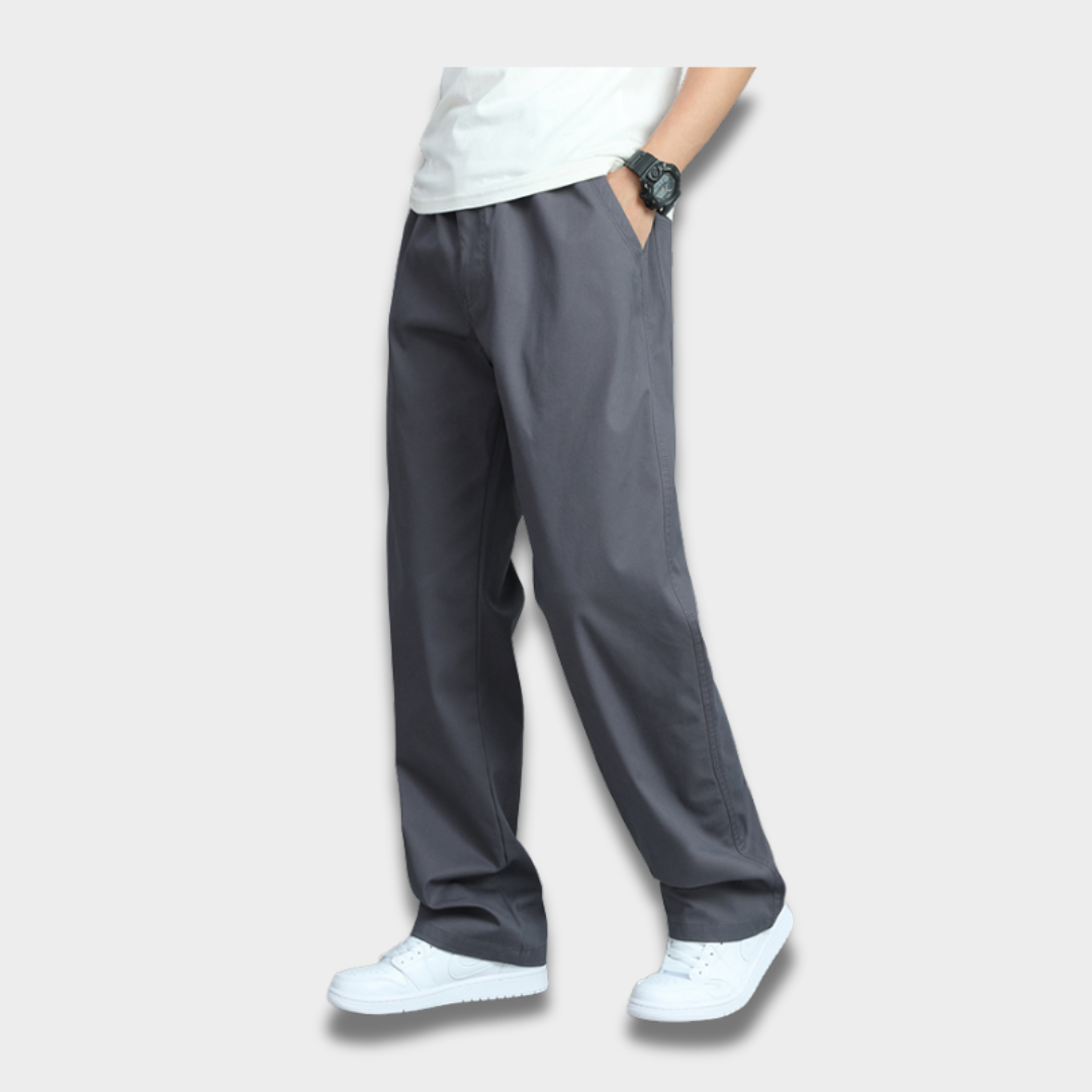 Męskie spodnie materiałowe z prostym krojem Modaboutique