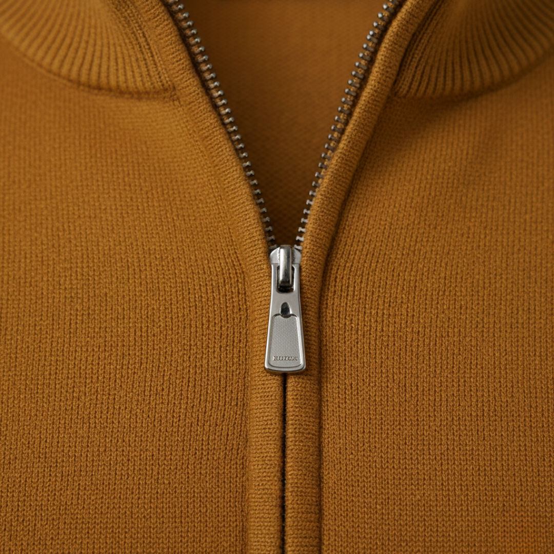 Sweter męski z krótkim zamkiem z prążkowanej dzianiny Modaboutique