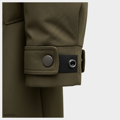 Męski długi płaszcz z kapturem o uporządkowanym kroju