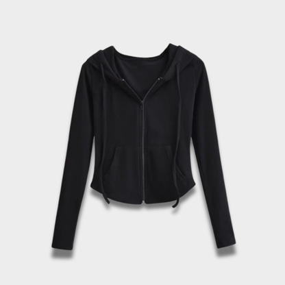 Damska bluza z kapturem zapinana na zamek z miękkiej dzianiny Modaboutique