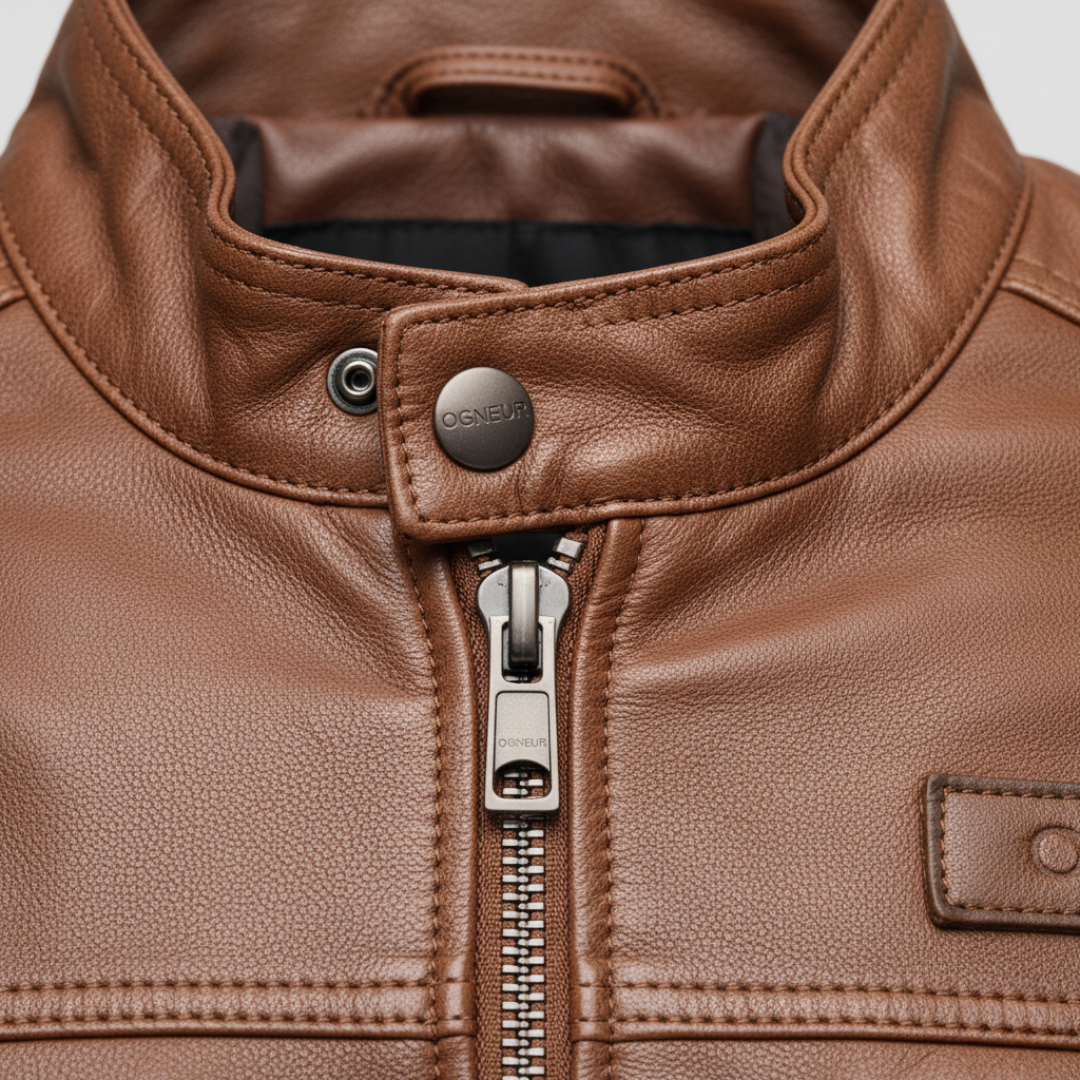 Męska kurtka bomber ze skóry ekologicznej z miękką podszewką