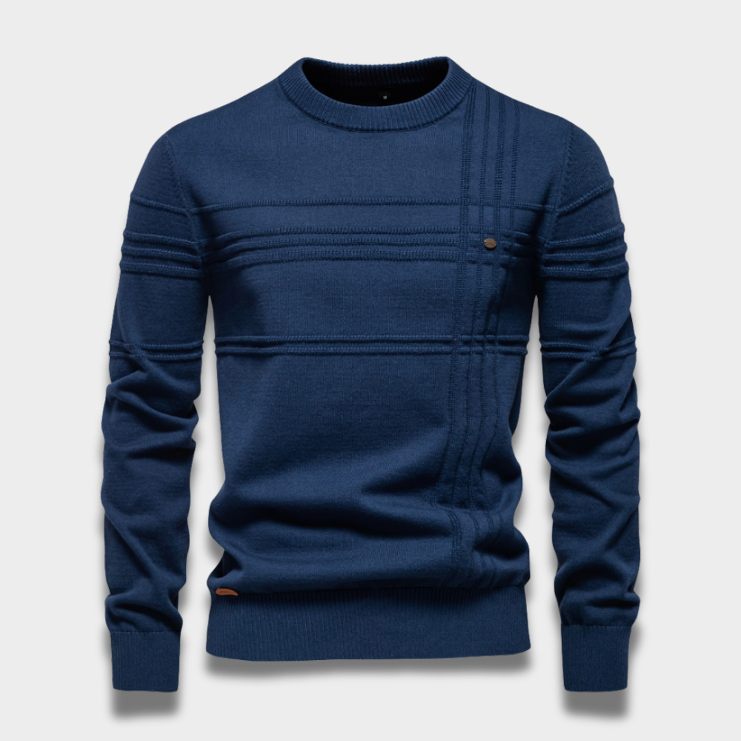 Męski sweter z miękkiej dzianiny z okrągłym dekoltem