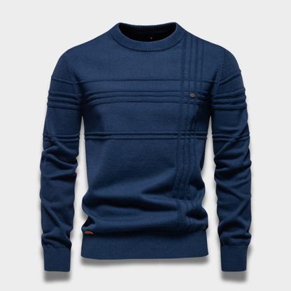 Męski sweter z miękkiej dzianiny z okrągłym dekoltem