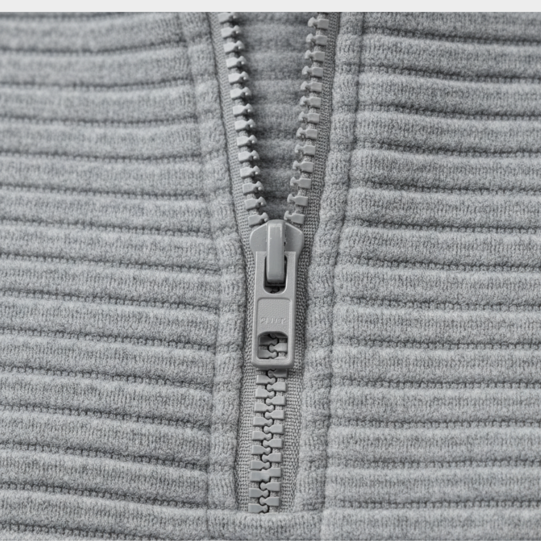 Damski prążkowany sweter typu quarter-zip ModaBoutique