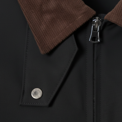 Męska Casualowa Kurtka Bomber z Kontrastowym Kołnierzem i Zamkiem Z przodu