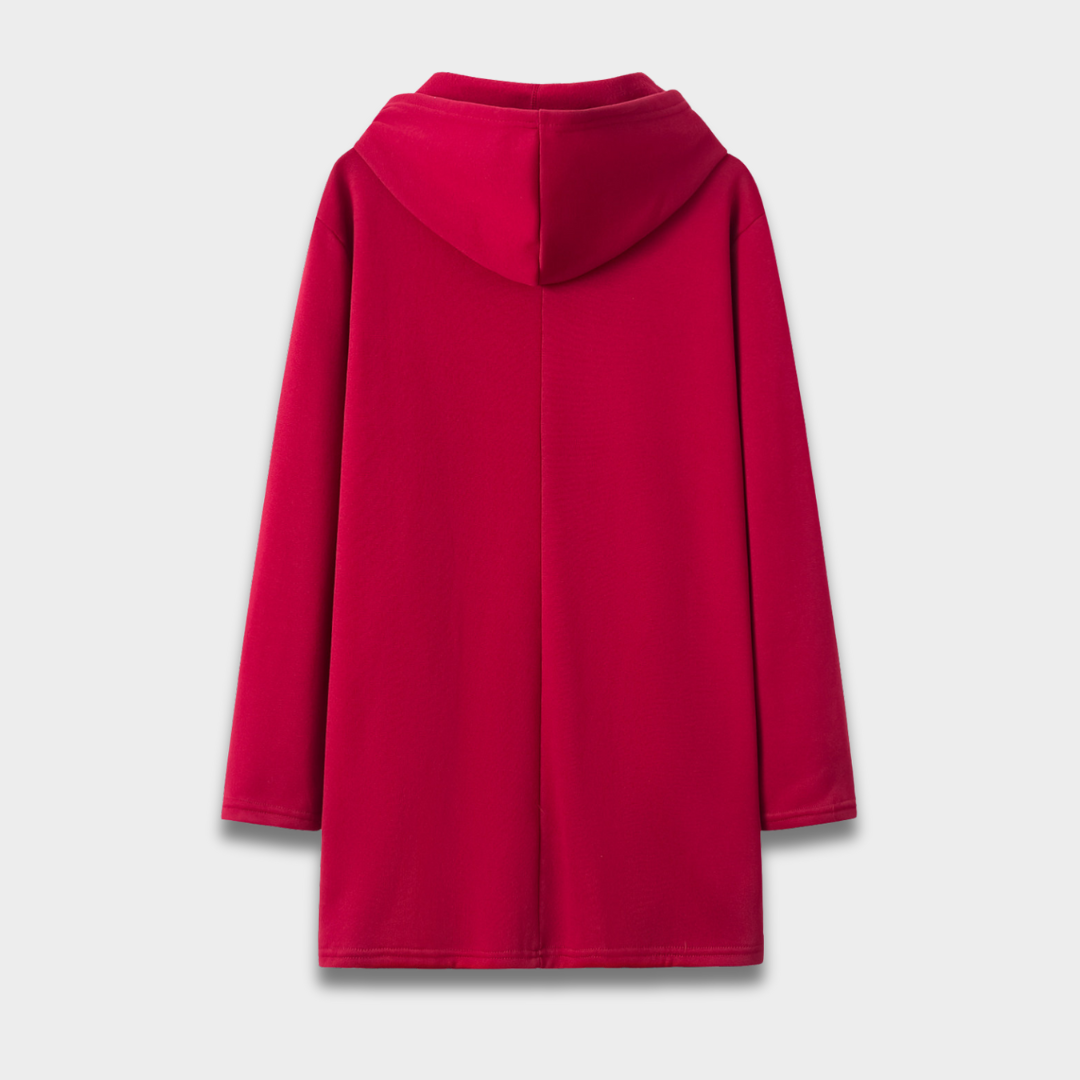 Damski płaszcz z kapturem zapinany na zamek o długości do połowy uda ModaBoutique