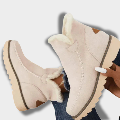 Damskie zimowe botki do kostki z wewnętrzną warstwą i teksturowaną podeszwą