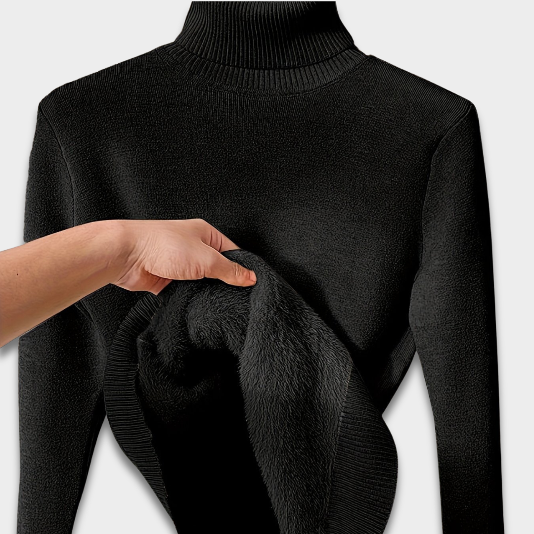 Damski sweter z golfem z podszewką do noszenia w chłodne dni