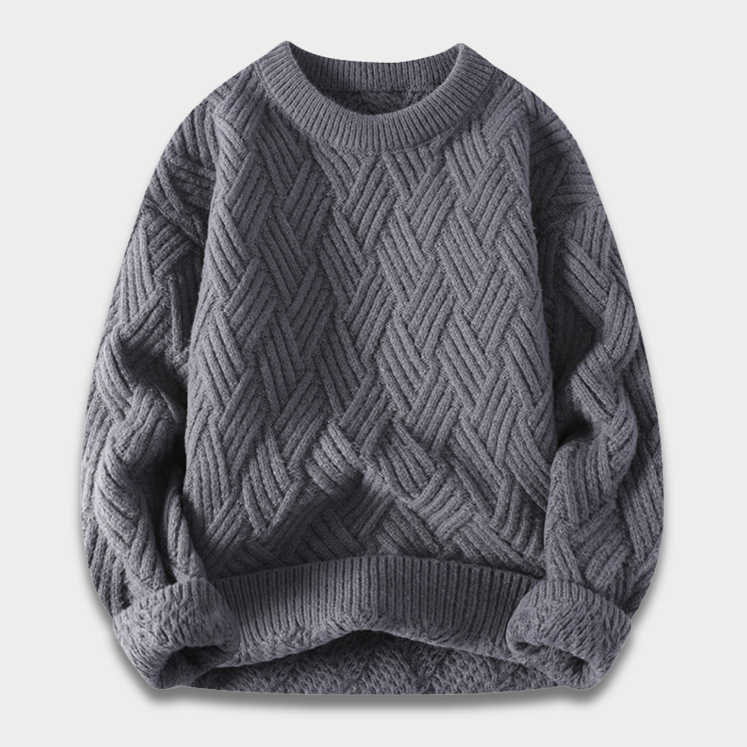 Sweter unisex z dzianiny o teksturowanym wzorze i ściągaczowymi wykończeniami ModaBoutique