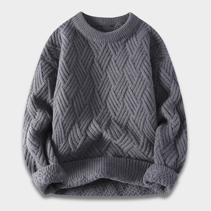 Sweter unisex z dzianiny o teksturowanym wzorze i ściągaczowymi wykończeniami ModaBoutique