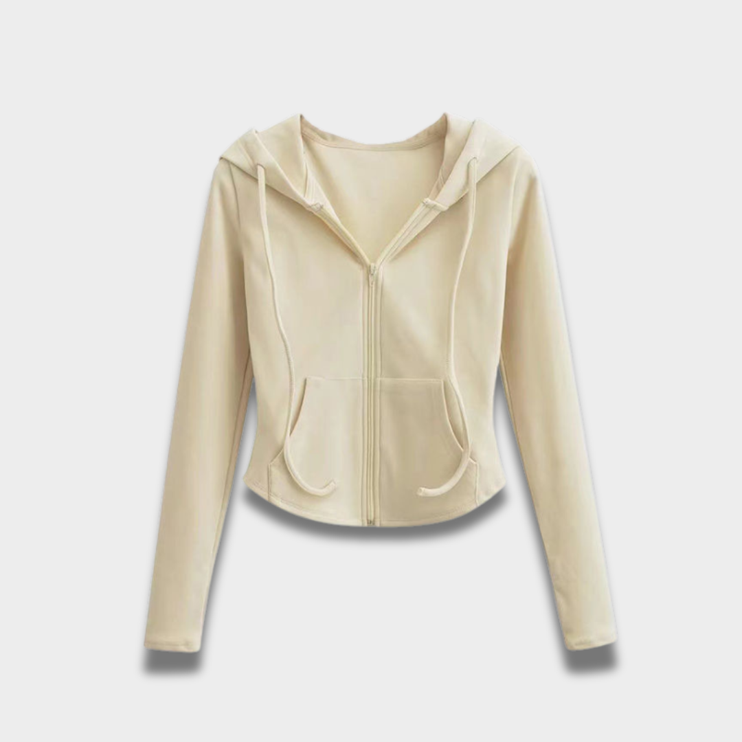 Damska bluza z kapturem zapinana na zamek z miękkiej dzianiny Modaboutique