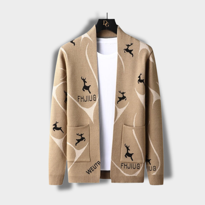 Męski kardigan casual z otwartym przodem i kieszeniami naszywanymi