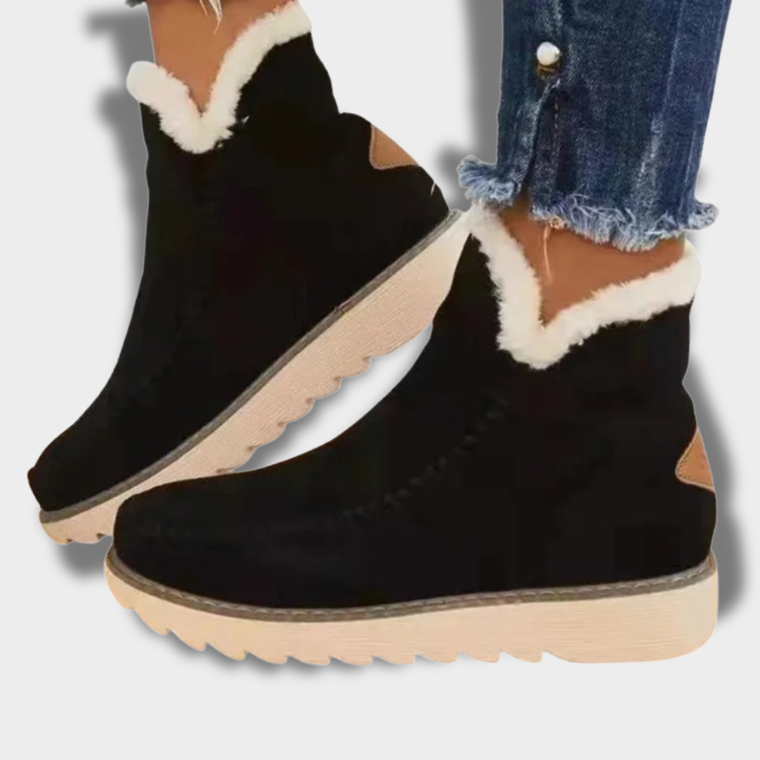 Damskie zimowe botki do kostki z wewnętrzną warstwą i teksturowaną podeszwą