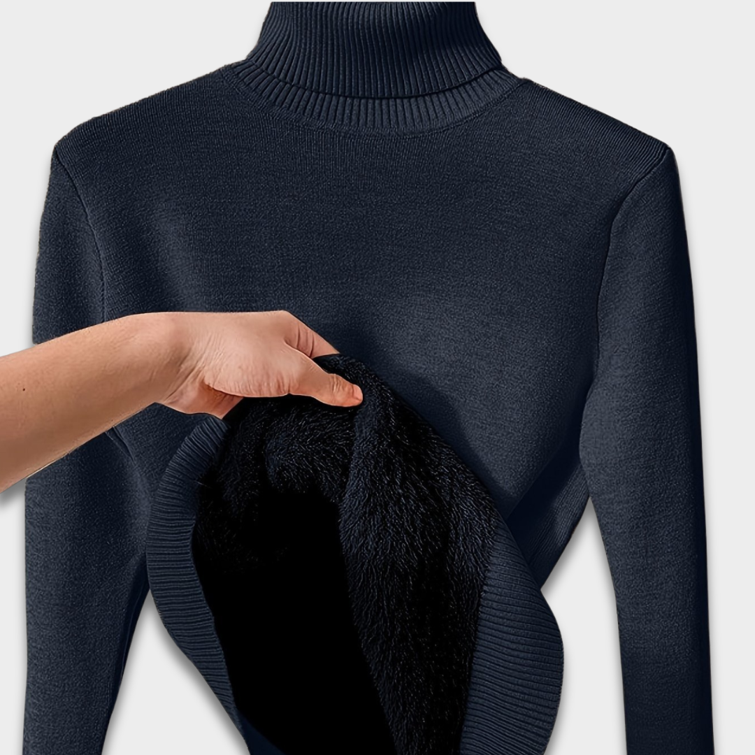 Damski sweter z golfem z podszewką do noszenia w chłodne dni