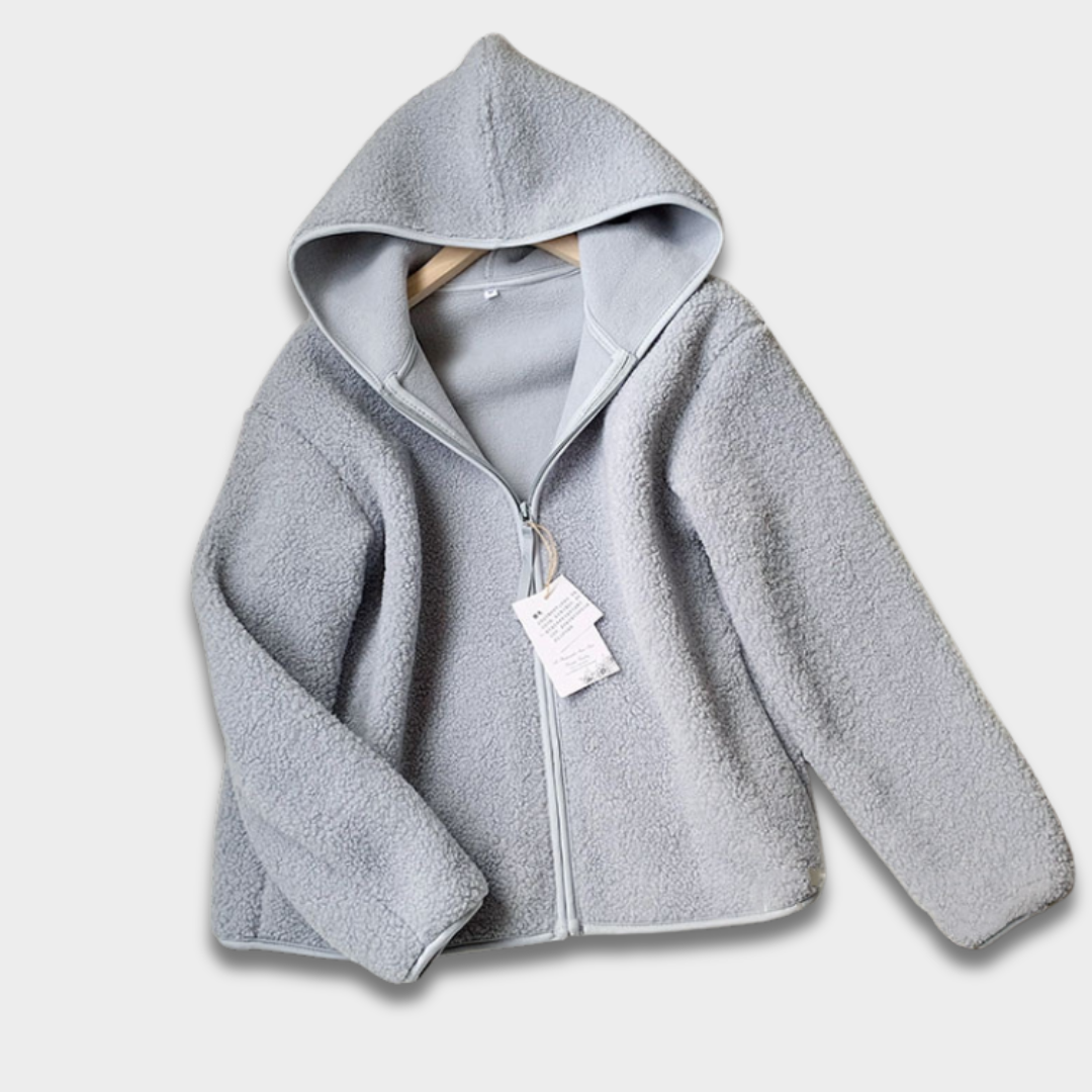 Damska kurtka z kapturem zapinana na zamek z ocieplaną podszewką Modaboutique