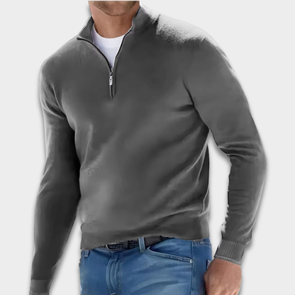 Sweter męski z krótkim zamkiem z prążkowanej dzianiny Modaboutique