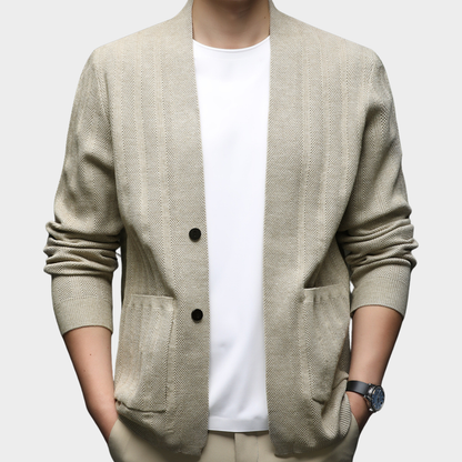 Męski kardigan z bawełnianej dzianiny Modaboutique