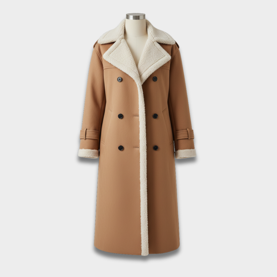 Damski Długi Płaszcz Zimowy z Miękką Podszewką ModaBoutique