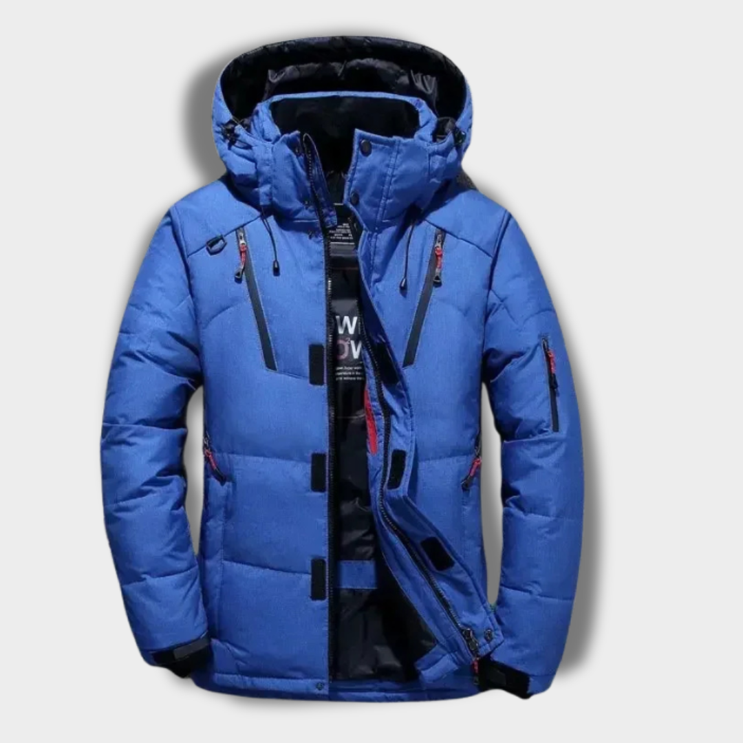 Męska Zimowa Kurtka Puchowa z Kapturem i Ociepleniem