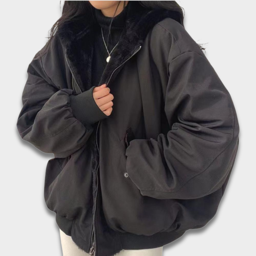 Damska Zimowa Kurtka Oversize z Ciepłą Podszewką