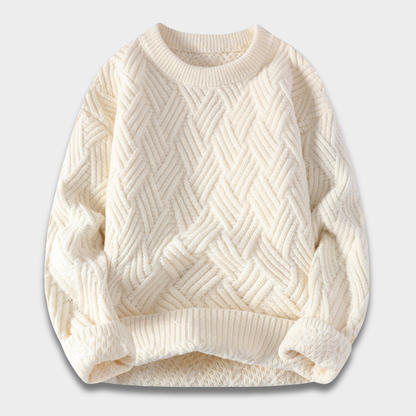 Sweter unisex z dzianiny o teksturowanym wzorze i ściągaczowymi wykończeniami ModaBoutique