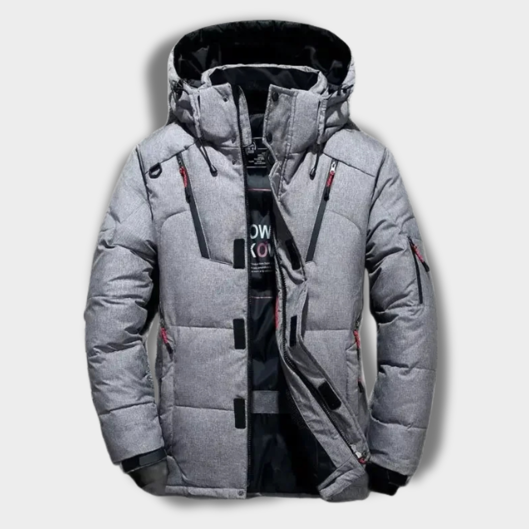 Męska Zimowa Kurtka Puchowa z Kapturem i Ociepleniem