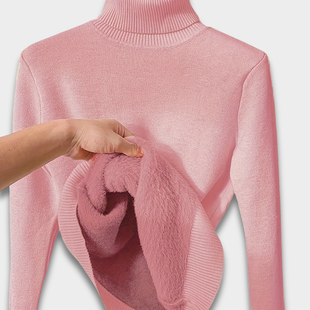 Damski sweter z golfem z podszewką do noszenia w chłodne dni