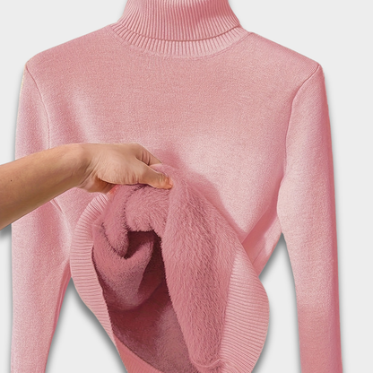 Damski sweter z golfem z podszewką do noszenia w chłodne dni