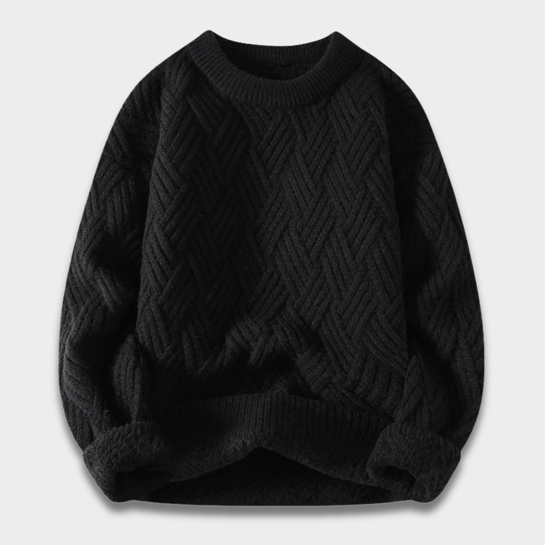 Sweter unisex z dzianiny o teksturowanym wzorze i ściągaczowymi wykończeniami ModaBoutique