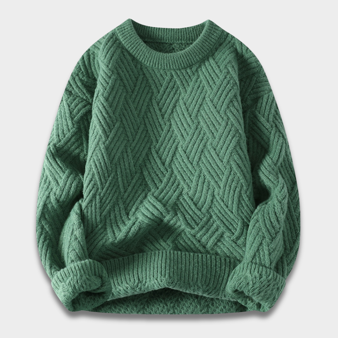 Sweter unisex z dzianiny o teksturowanym wzorze i ściągaczowymi wykończeniami ModaBoutique