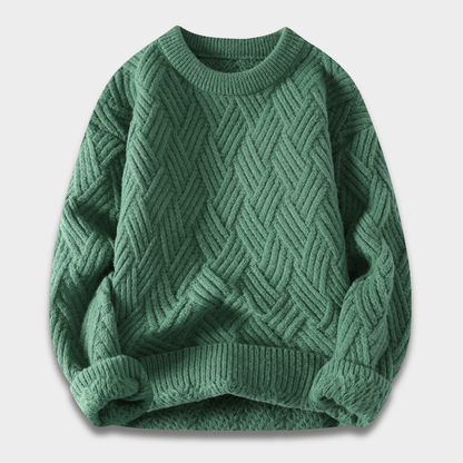 Sweter unisex z dzianiny o teksturowanym wzorze i ściągaczowymi wykończeniami ModaBoutique