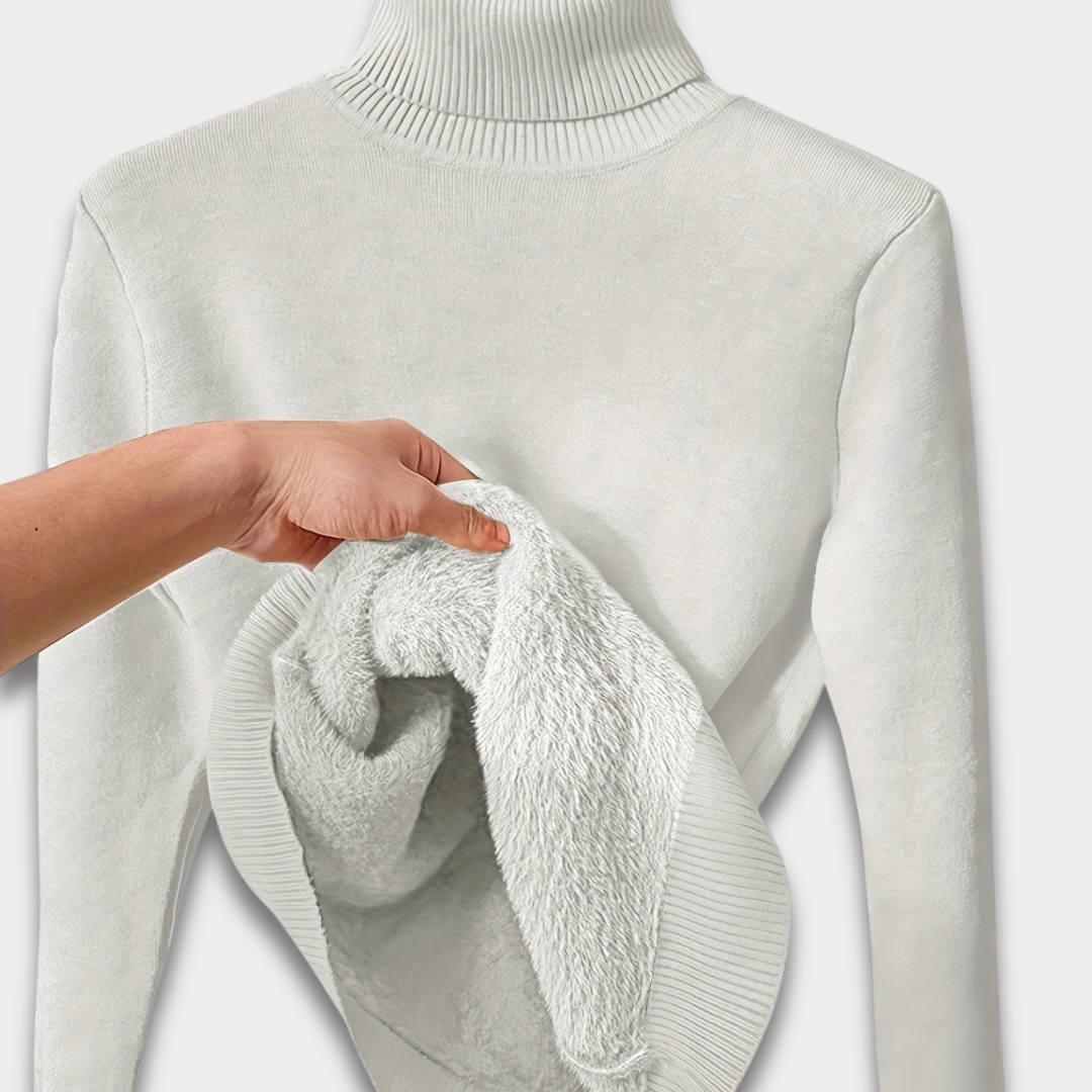 Damski sweter z golfem z podszewką do noszenia w chłodne dni