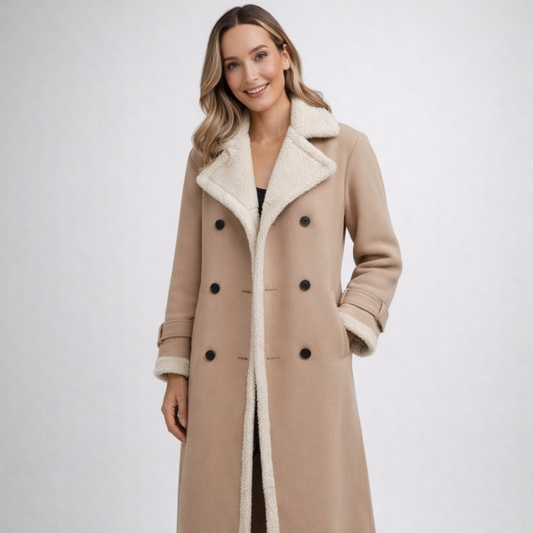 Damski Długi Płaszcz Zimowy z Miękką Podszewką