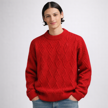 Sweter unisex z dzianiny o teksturowanym wzorze i ściągaczowymi wykończeniami ModaBoutique
