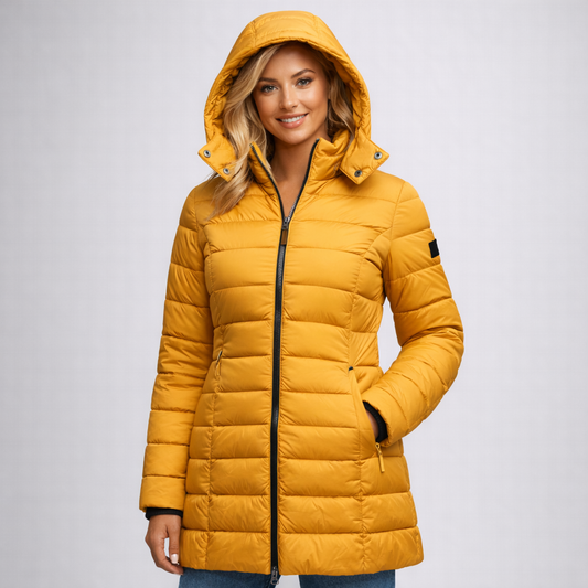 Damska Lekka Pikowana Kurtka z Kapturem