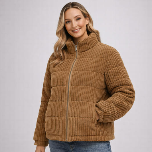 Damska Kurtka Puchowa z Prążkowaną Fakturą