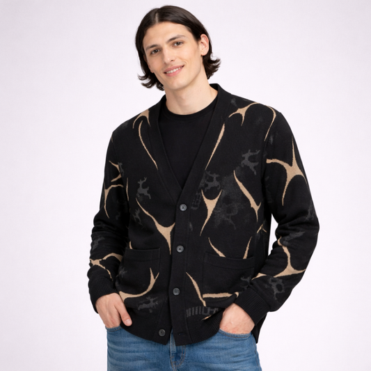 Męski kardigan casual z otwartym przodem i kieszeniami naszywanymi ModaBoutique