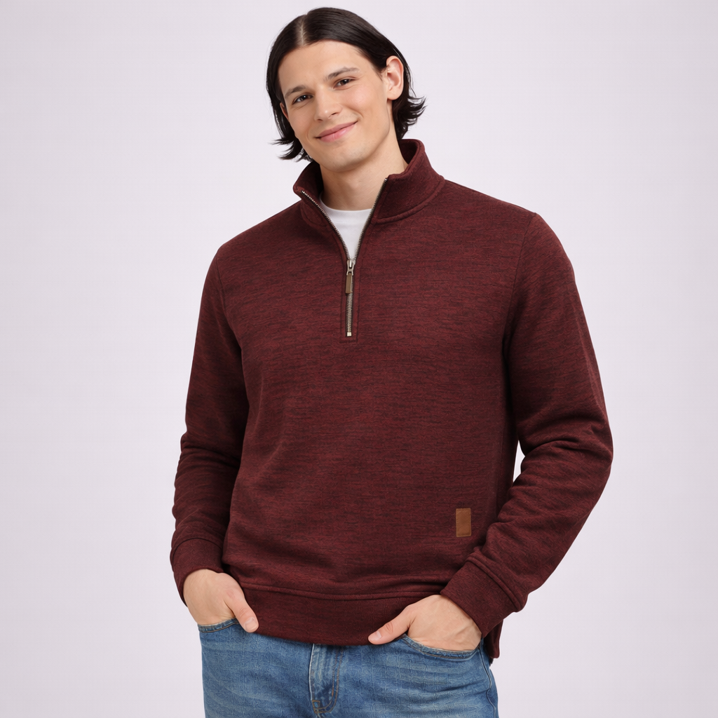Męska bluza z zamkiem do połowy z miękkiego materiału