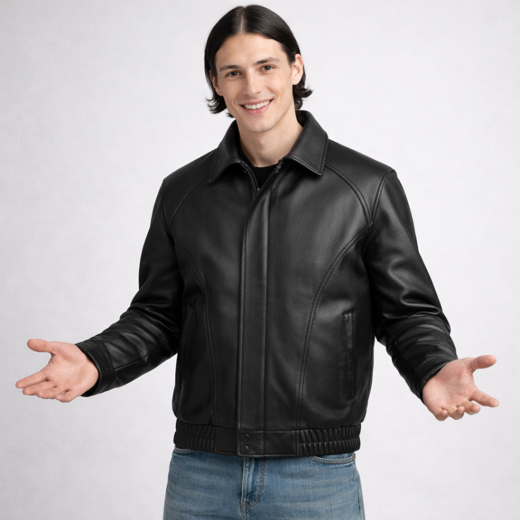 Męska kurtka skórzana z miękką podszewką