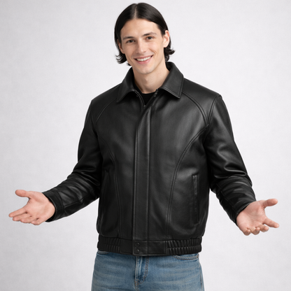 Męska kurtka skórzana z miękką podszewką