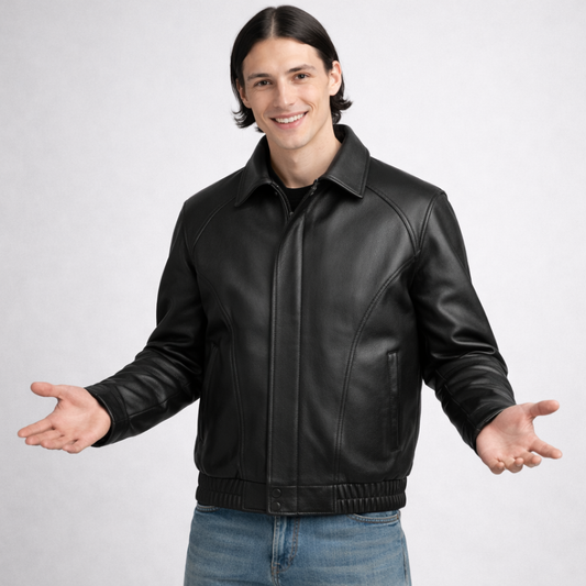 Męska kurtka skórzana z miękką podszewką
