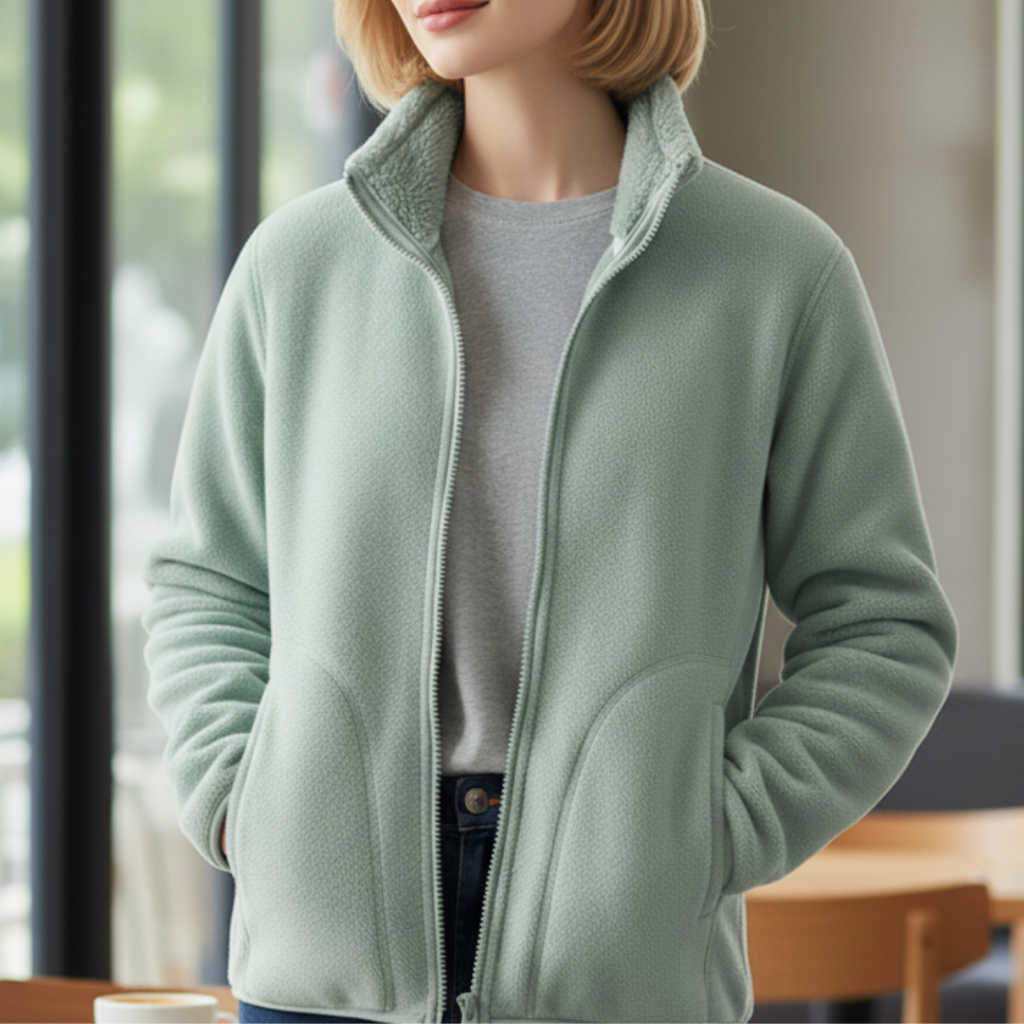 Damska bluza polarowa zapinana na zamek z miękkiej tkaniny Modaboutique